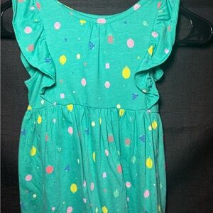 Cat & Jack Teal Flutter Sleeve Dress with Fruit Dot Print